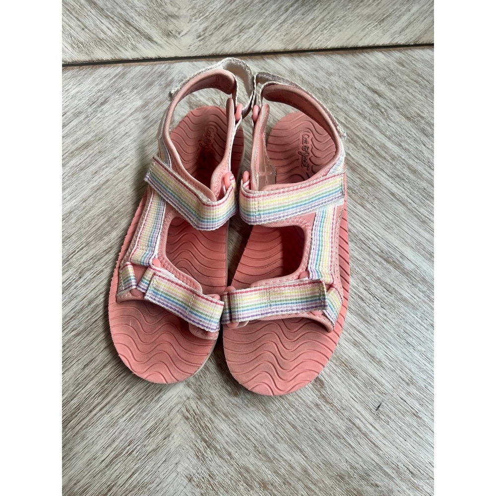 Cat & Jack girls Sandals pink rainbow 4 jacquard emery big girl sport
